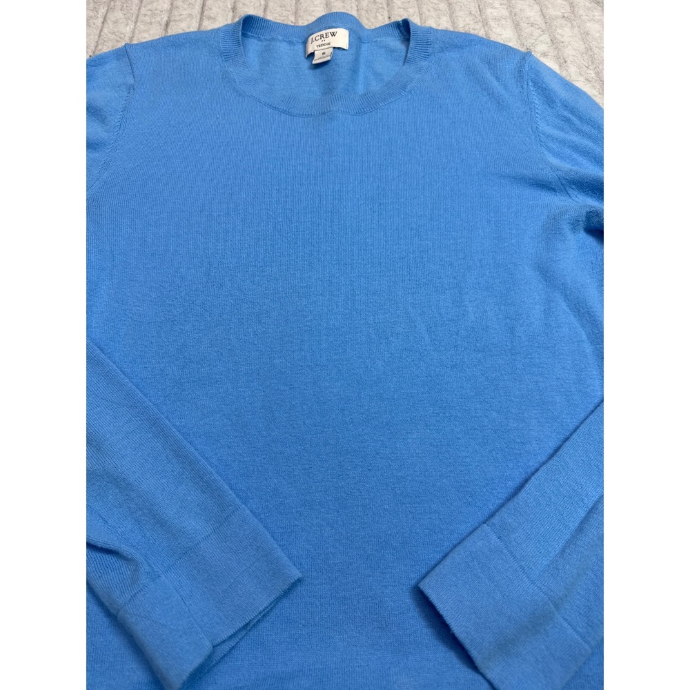 JCrew Teddie Sweater Womens Small Blue Cotton Crew Neck Long Sleeve Pullover